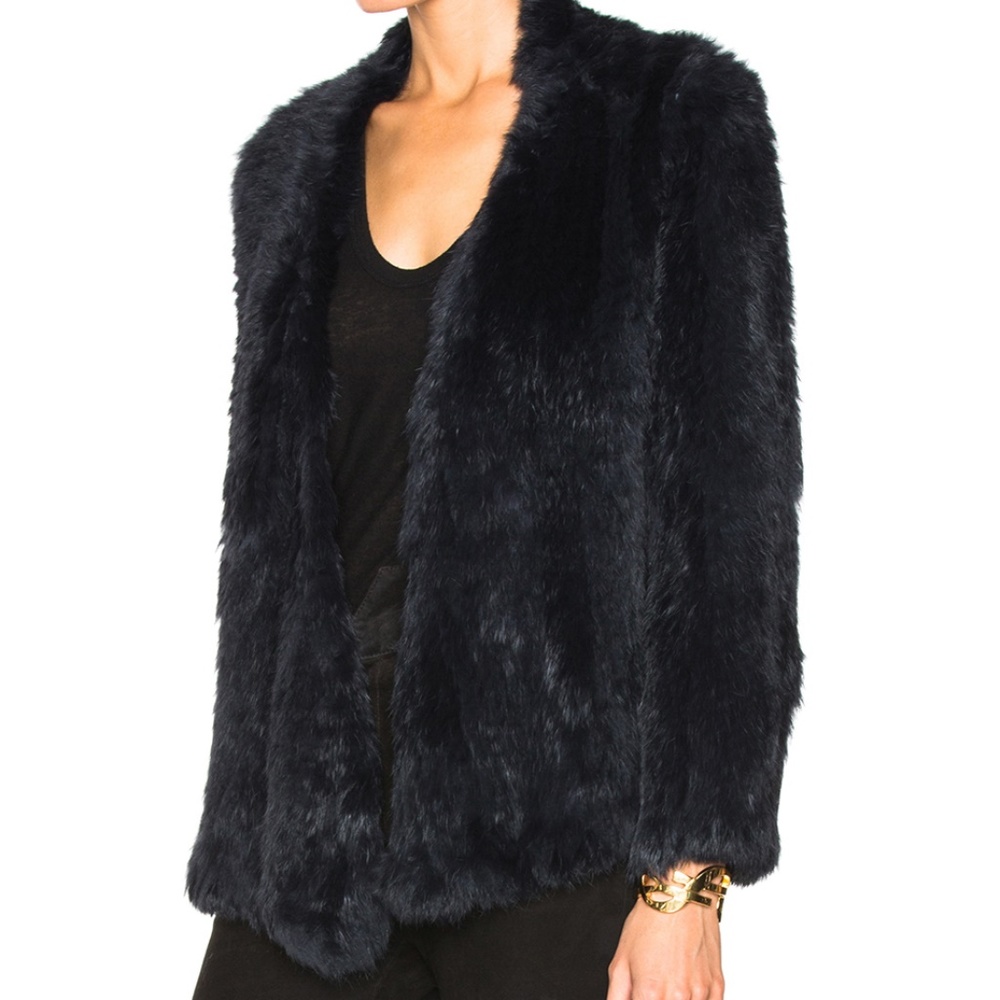 Nicholas Knitted Rabbit Fur Jacket